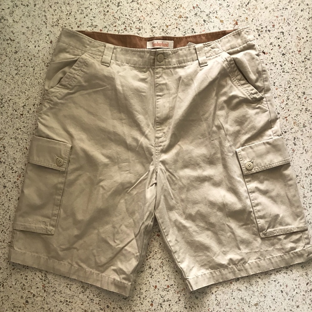 Men's Timberland Baggy Cargo Shorts 40” Khaki 9” inseam